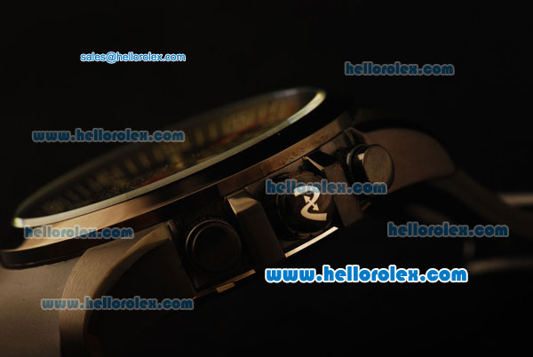 Porsche Design Chronograph Quartz PVD Case with Black Dial and Black Rubber Strap - Click Image to Close